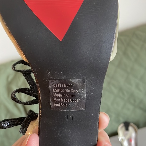 Luichiny Be Dazzled Sz 11M Black and white 4 1/2 inch Heels - Picture 4 of 6